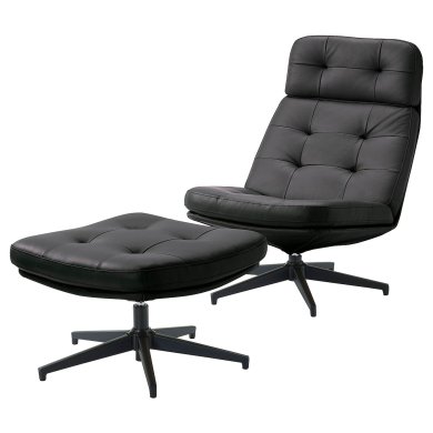 IKEA Крісло м'яке поворотне з підставкою HAVBERG Чорний (ИКЕА ХАВБЕРГ) 19485318