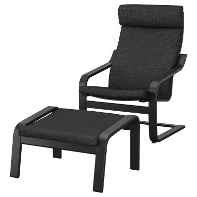 IKEA Кресло-качалка с подставкой POANG Темно-серый (ИКЕА ПОАНГ) 79484245