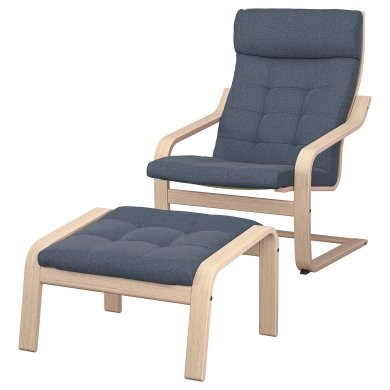 IKEA Кресло-качалка с подставкой POANG Синий (ИКЕА ПОАНГ) 79502193
