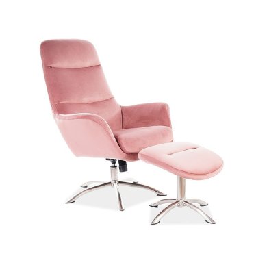Кресло мягкое поворотное с подставкой Signal Nixon Velvet Розовый NIXONVRA
