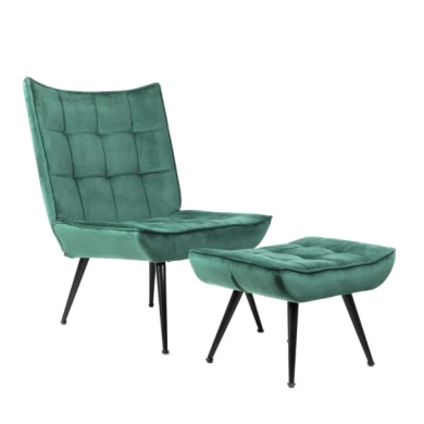 Кресло мягкое с подставкой Homla VINNIS Зеленый 218195