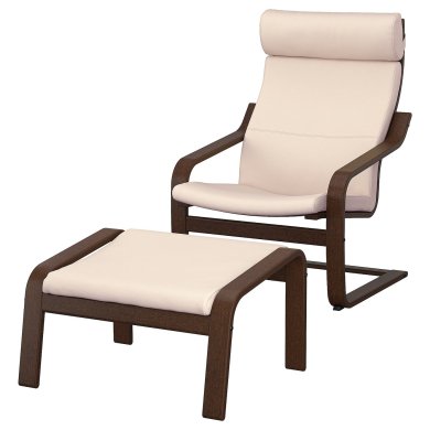 IKEA Кресло-качалка с подставкой POANG Бежевый (ИКЕА ПОАНГ) 99551074