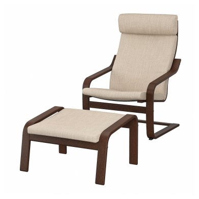 IKEA Кресло-качалка с подставкой POANG Бежевый (ИКЕА ПОАНГ) 49484261