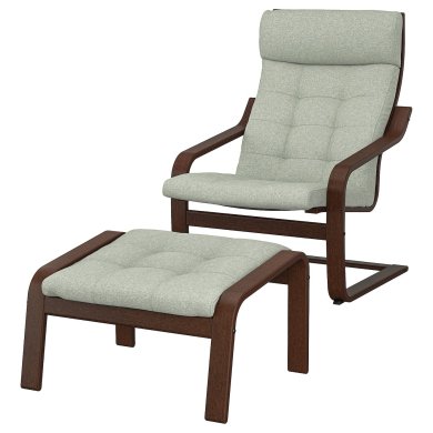 IKEA Кресло-качалка с подставкой POANG Светло-зеленый (ИКЕА ПОАНГ) 99501932