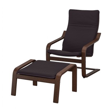 IKEA Кресло-качалка с подставкой POANG Черный (ИКЕА ПОАНГ) 69484217