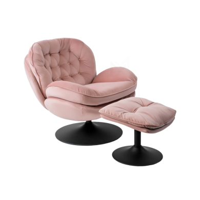 Кресло мягкое поворотное с подставкой Mebel Elit FIONA Розовый ME.FIONA/R/V/FW