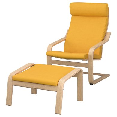 IKEA Кресло-качалка с подставкой POANG Желтый (ИКЕА ПОАНГ) 39487806