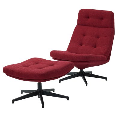 IKEA Кресло мягкое поворотное с подставкой HAVBERG Красный (ИКЕА ХАВБЕРГ) 09485328