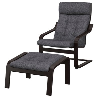 IKEA Кресло-качалка с подставкой POANG Темно-серый (ИКЕА ПОАНГ) 49502081