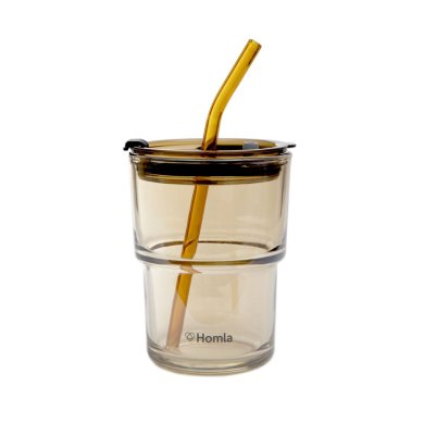 Склянка з кришкою Homla EMBO COLOR 0,35 л | Бурштиновий 214508