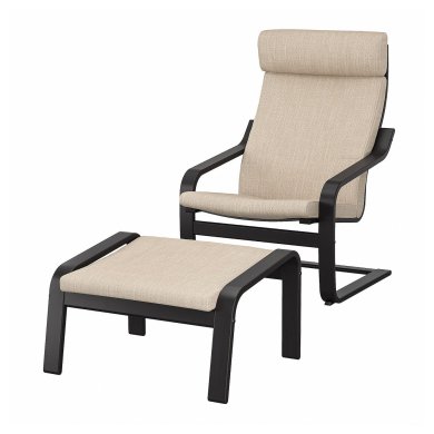 IKEA Крісло-качалка з підставкою POANG Бежевий (ИКЕА ПОАНГ) 39484266